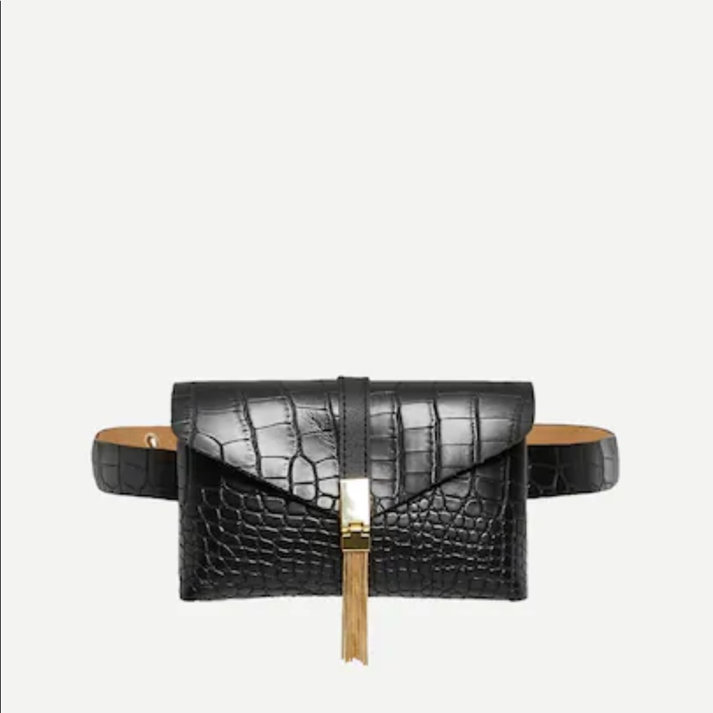 Tassel Detail Crocodile Pattern Bum Bag